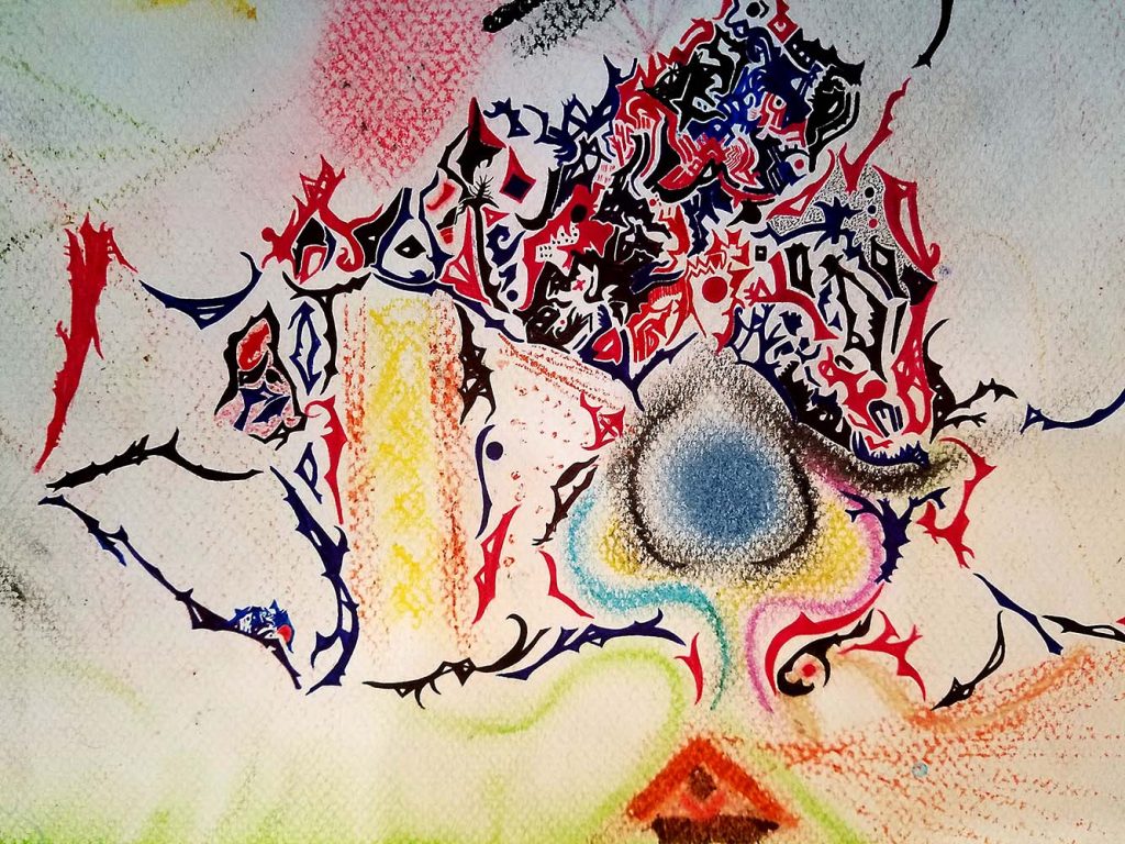 Ouvre ton Coeur, dessin pastel et encre de Charles Ostiguy, artiste visuel quebec