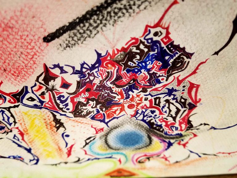 Ouvre ton Coeur, dessin pastel et encre de Charles Ostiguy, artiste visuel quebec